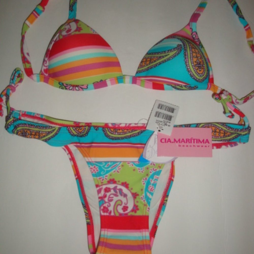 Cia.Maritima 2 Pc Swimsuit Stripe Paisley S M L